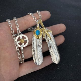 ゴローズ 本物 販売 2連フェザーネックレス シルバー925 金爪ターコイズフェザー チェーンセット gof02655 ゴローズ 本物 販売 2連フェザーネックレス シルバー925 金爪ターコイズフェザー チェーンセット gof02655