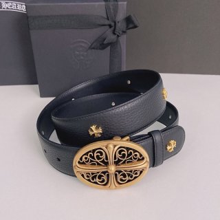 クロムハーツ ブロンズ フローラルクロス本物 クラシックオーバル ベルト