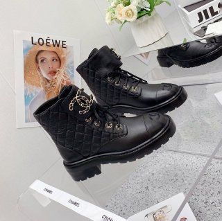 暖かいシャネル チェーンCCレースアップブーツ 本物 shw24816 暖かいシャネル チェーンCCレースアップブーツ 本物 shw24816