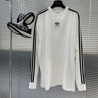 大人気!バレンシアガ×アディダス 本物 ロゴ オーバーサイズロンT bae21214 大人気!バレンシアガ×アディダス 本物 ロゴ オーバーサイズロンT bae21214