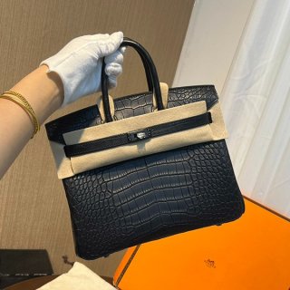 エルメス バーキン25 アリゲーターマット ソーブラック 本物 ブラック金具 2011年 erg44462 エルメス バーキン25 アリゲーターマット ソーブラック 本物 ブラック金具 2011年 erg44462