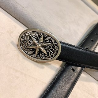 人気 クロムハーツ クラシックオーバルスター 本物 ベルト レザー