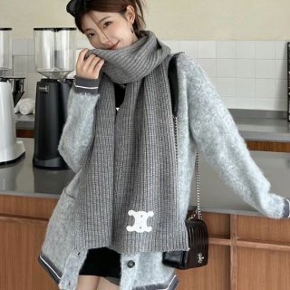 セリーヌ トリオンフ マフラー 本物リブ編みカシミア 2AD96595T