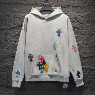 超希少★レア!【クロムハーツ】マルチカラー クロス パーカー 本物 Kus22821 超希少★レア!【クロムハーツ】マルチカラー クロス パーカー 本物 Kus22821