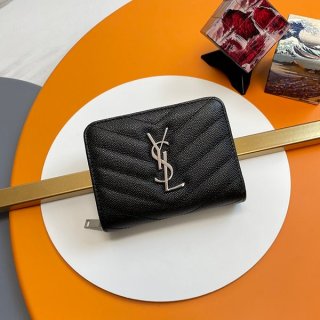 稀少 サンローラン モノグラム R-zip コンパクト財布 本物 Sax88760 稀少 サンローラン モノグラム R-zip コンパクト財布 本物 Sax88760