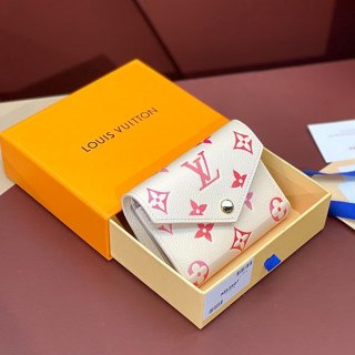 グラデが可愛い ルイヴィトン 本物 ポルトフォイユヴィクトリーヌ 折りたたみ財布 M83507