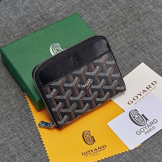 日本未入荷 ゴヤール ラウンドジップ コインケース MINI 財布 本物 ブラック タン Got84026