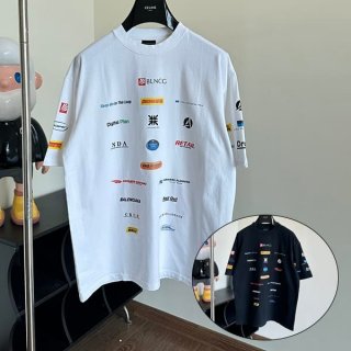 大人気!バレンシアガ マルチロゴプリント 半袖 Tシャツ パロディ 2色 bap30867 大人気!バレンシアガ マルチロゴプリント 半袖 Tシャツ パロディ 2色 bap30867