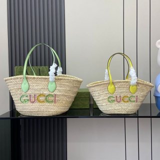 グッチ ロゴ ミニ ストロー トートバッグ 本物 782381 グッチ ロゴ ミニ ストロー トートバッグ 本物 782381