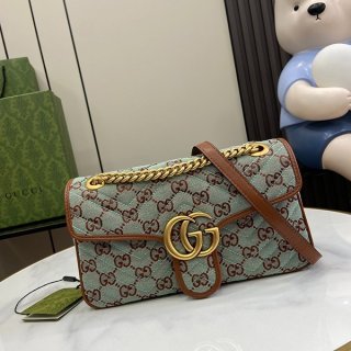 グッチ GGスーパーミニショルダーバッグ 本物 Pale Blue Brown 783141 グッチ GGスーパーミニショルダーバッグ 本物 Pale Blue Brown 783141