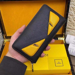 人気No1フェンディ ジップアラウンド 長財布 本物 ブラック バッグ バグズ ジッパーウォレット カスタマイズ fel89179