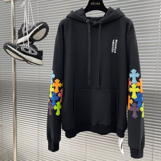 クロムハーツ 本物 カラフルクロス スクロール パーカー プルオーバー Kue73474 クロムハーツ 本物 カラフルクロス スクロール パーカー プルオーバー Kue73474