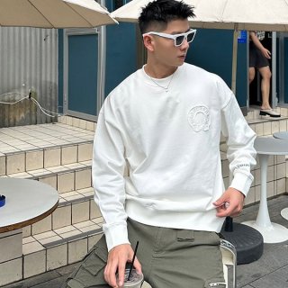 クロムハーツ 本物 ホースシュー クルーネック 袖ロゴ スウェット Kut77281 クロムハーツ 本物 ホースシュー クルーネック 袖ロゴ スウェット Kut77281