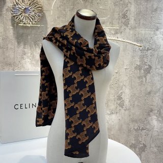新色☆希少 セリーヌ モノグラム スカーフ 本物カシミア Ces27971