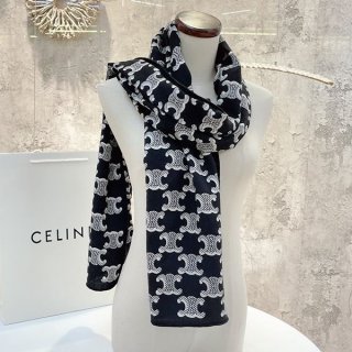 入手困難品！セリーヌ モノグラム スカーフ 本物カシミア Cej13946