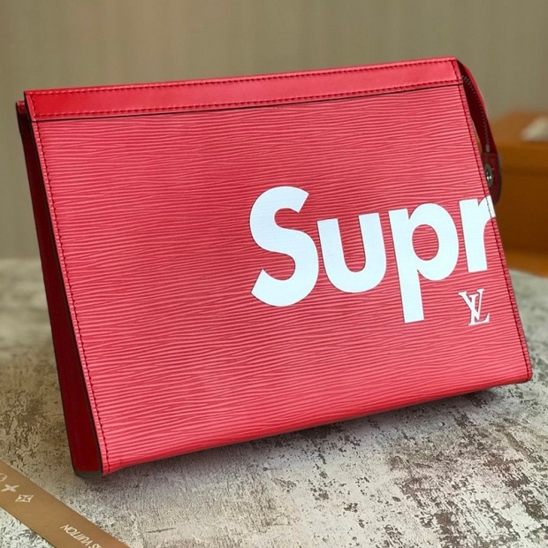 関税なし ルイヴィトン × シュプリーム 本物 Pochette Jour GM クラッチバッグ 赤 M66888