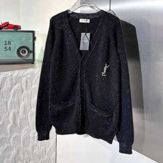 ★日本!!人気!サンローラン 本物 モノグラム スパンコール刺繍 カーディガン Saq29763 ★日本!!人気!サンローラン 本物 モノグラム スパンコール刺繍 カーディガン Saq29763