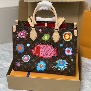 すぐ届ルイヴィトン 草間彌生コラボ オンザゴー 本物 MM モノグラム トートバッグ M46429 すぐ届ルイヴィトン 草間彌生コラボ オンザゴー 本物 MM モノグラム トートバッグ M46429