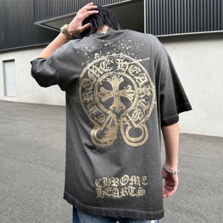 クロムハーツ コピーホースシュー バックプリントTシャツ Kua68010 クロムハーツ コピーホースシュー バックプリントTシャツ Kua68010