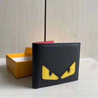 フェンディ 本物 バグズアイ ブラックレザー 二つ折り財布 fet18709 フェンディ 本物 バグズアイ ブラックレザー 二つ折り財布 fet18709