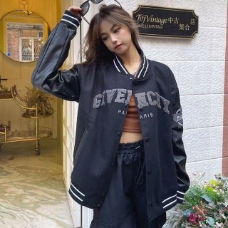 稀少ジバンシィ 本物 ロゴ刻印 ウールブレンド スタジアム ジャンパー jiq95439 稀少ジバンシィ 本物 ロゴ刻印 ウールブレンド スタジアム ジャンパー jiq95439