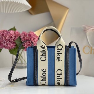 稀少 クロエ woody 本物★トートバッグ◇キャンバス＆レザー chk27385