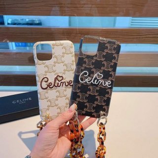 21AW新作セリーヌ☆トリオンフ チェーン付き コピーiPhone12/13 pro ケース Cef49375