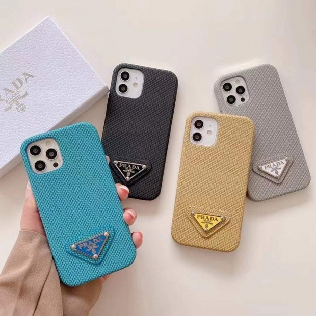 送料込 プラダ ケース 本物 トライアングルロ レザーiPhone12/proケース pul86663