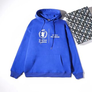 欲しい超限定バレンシアガ 本物 WFP フーディ ブルー パーカー bap42067