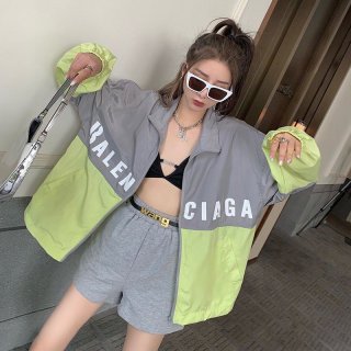 稀少バレンシアガ トラックスーツ コート 本物 (グリーンナイロン) bam25563
