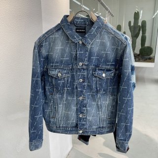 春もの新作バレンシアガ 本物 ツイルロゴ入りオーバーサイズ ジャケット★ソフトデニム デニムブルー baq17823