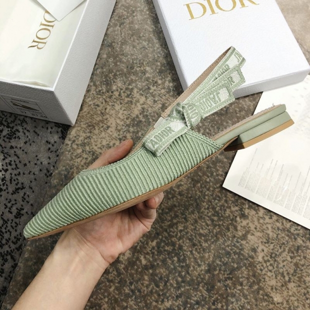★関税/送料込★ジャディオール 本物 スリングバックパンプス★ヒール1.5cm グリーン テクニカルファブリック dex57733