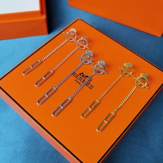 エルメス ファランドール 本物 18K ローズゴールドピアス 3色 H219592B00 エルメス ファランドール 本物 18K ローズゴールドピアス 3色 H219592B00