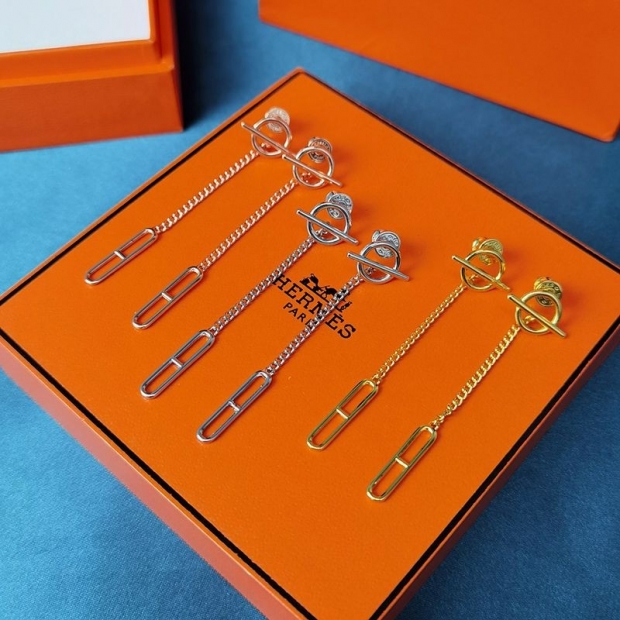 エルメス ファランドール 本物 18K ローズゴールドピアス 3色 H219592B00