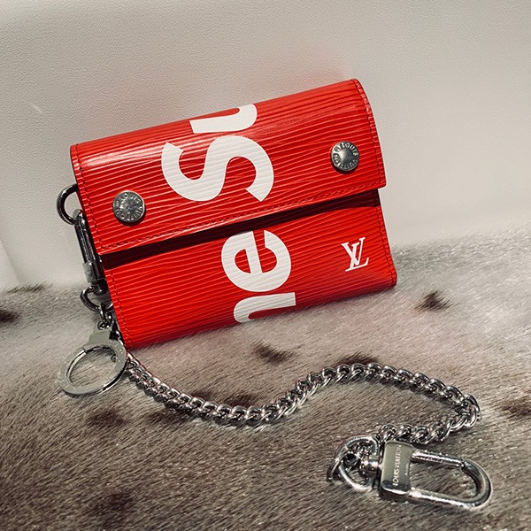 ルイヴィトン シュプリーム 本物 チェーンウォレット 二つ折り財布（小銭入れあり） vuu62986