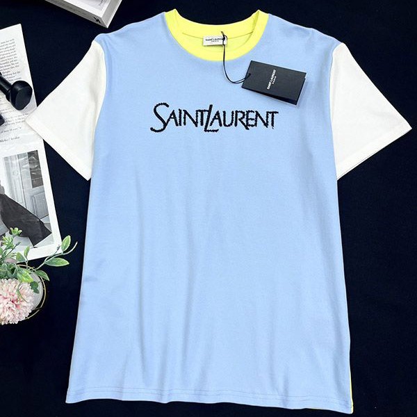 サンローラン コットンジャージーTシャツ 本物 Sav13508
