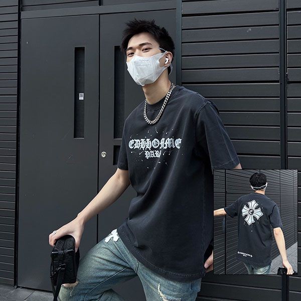 激安価格！クロムハーツ Tシャツ 本物 CHプラス ブラック メンズ Kuh19579