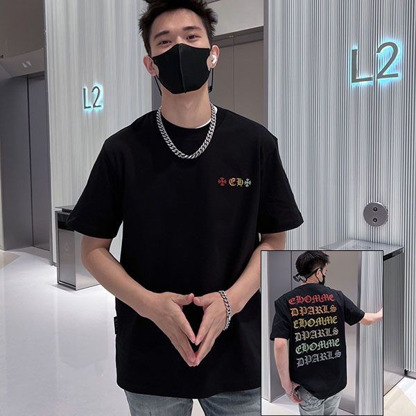 素敵なクロムハーツ Tシャツ 本物 CHプラス ブラック メンズ Kur59401