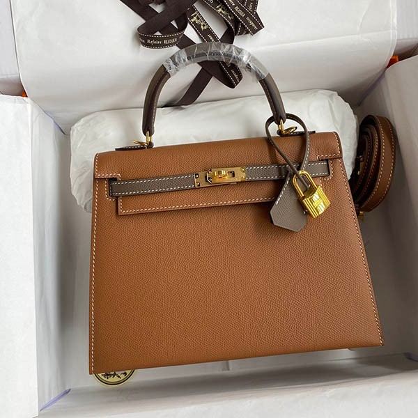 売上総額１位！エルメス ケリー 本物 25cm 外縫い エプソン ゴールド金具 ero06996