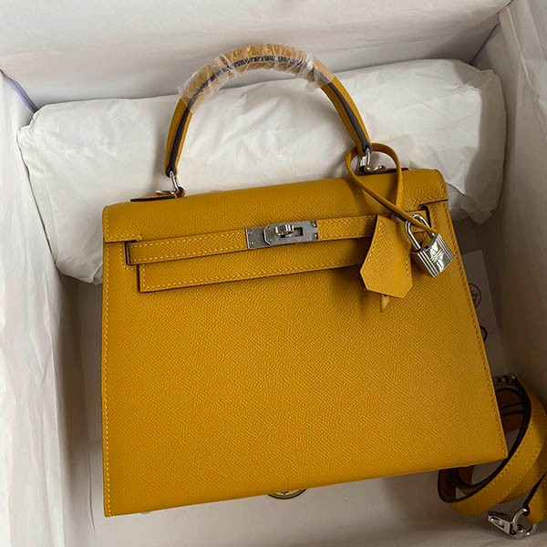 エルメス 本物 ケリー 25cm 外縫い エプソン シルバー金具 erh01718