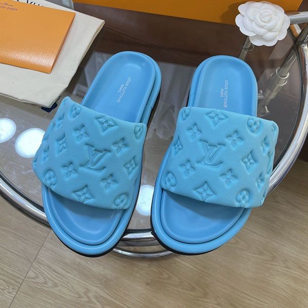 送料無料ルイヴィトン 本物 プールピロー ライン ミュール サンダル vun12862