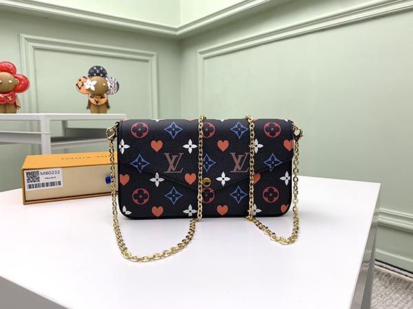 ルイヴィトン ショルダーバッグ 本物☆モノグラム ポシェット フェリシー ゲーム オン M80232